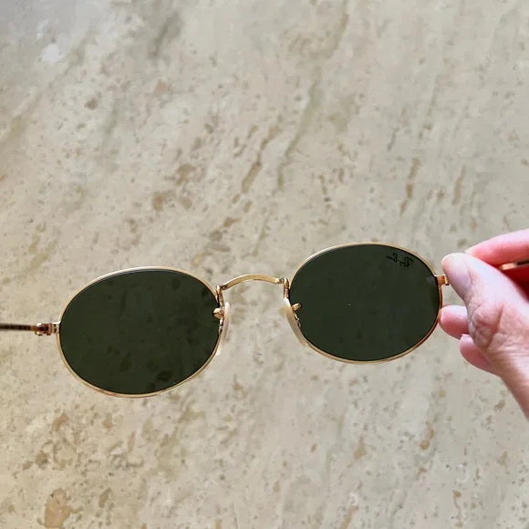 Ray-Ban oval flat metal sunglasses gold tortoise and green lenses RB3547-N 48/21 - Picture 11 of 17